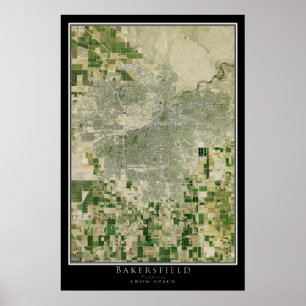 Bakersfield California Satellite Poster Map