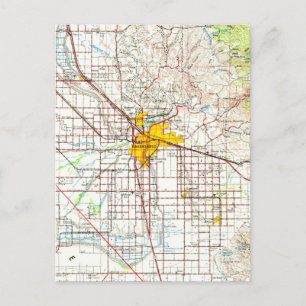 Bakersfield California Vintage Map Postcard
