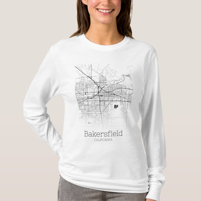 Bakersfield City Map T-Shirt (Front)