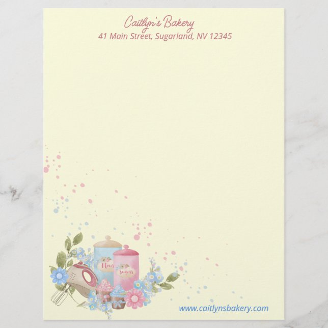 Bakery and Pastry Shop Personalized Letterhead (Front)