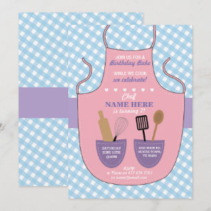Bakery Apron Birthday Party Girls Cookies Invite