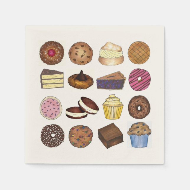 Bakery Bake Sale Cupcake Pie Cookie Brownie Doughn Napkin (Front)