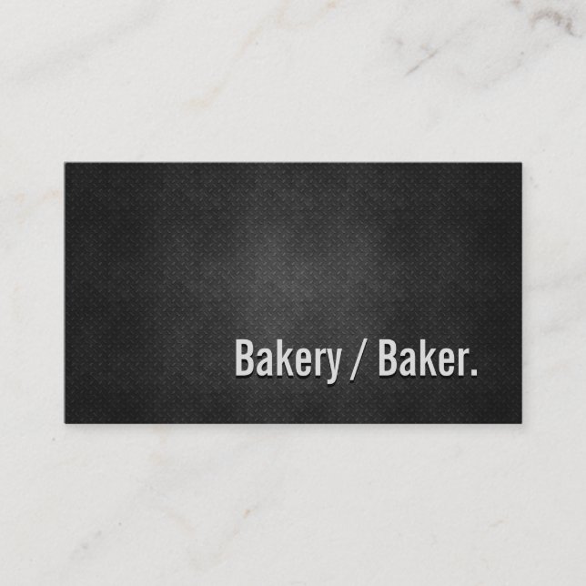 Bakery / Baker Cool Black Metal Simplicity Business Card (Front)