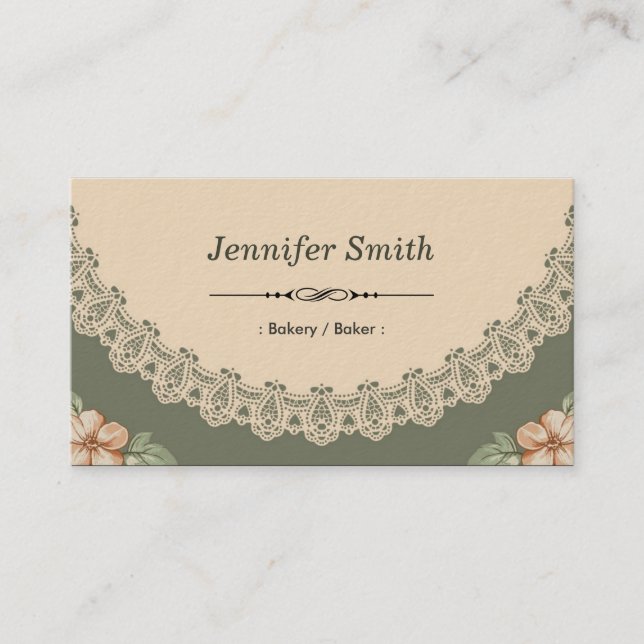 Bakery / Baker - Vintage Chic Floral Business Card (Front)