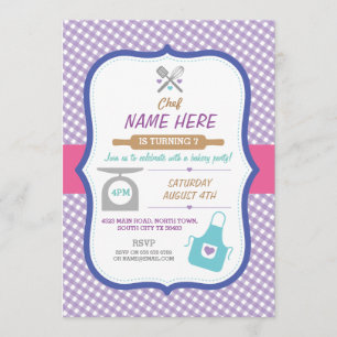 Bakery Baking Any Age Birthday Party Girls invite