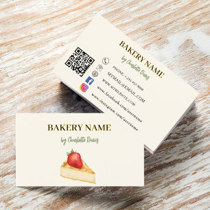 Bakery beige cream cake pastry QR code Business Card
