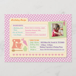 Bakery Birthday Baking Photo Recipe Card Party