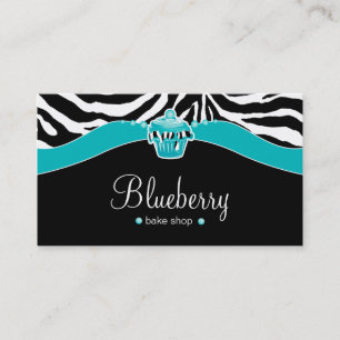 Bakery Blue Cupcake Zebra Animal Print Business Card