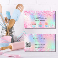Bakery blush pink purple glitter dust QR code