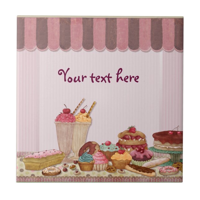 Bakery Boutique Cakes - Patisserie - Customize Tile (Front)