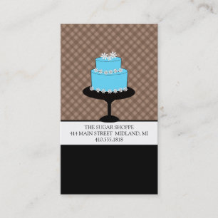 Bakery Boutique Style Mocha Plaid Business Cards