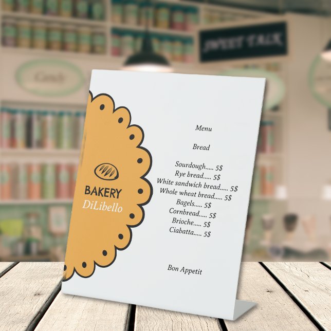 Bakery Bread Illustrations Menu & Price List Pedestal Sign (Bakery Bread Illustrations Menu & Price List Pedestal Sign)