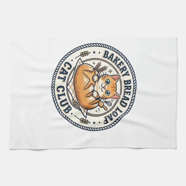 Bakery Bread Loaf Cat Cat Mom Gift Idea - Bakery B Kitchen Towel (Horizontal)