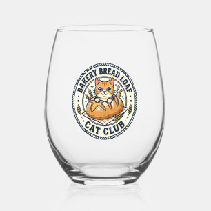 Bakery Bread Loaf Cat Cat Mom Gift Idea - Bakery B Stemless Wine Glass