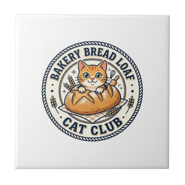 Bakery Bread Loaf Cat Cat Mom Gift Idea - Bakery B Tile (Front)
