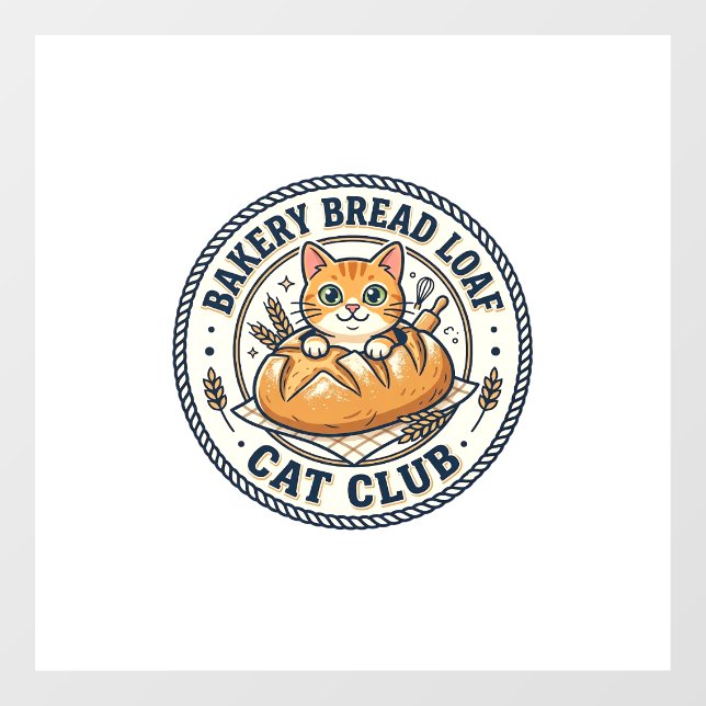 Bakery Bread Loaf Cat Cat Mom Gift Idea - Bakery B Window Cling (Sheet)