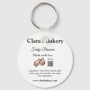 Bakery brownie add ingredients made with love q r  keychain