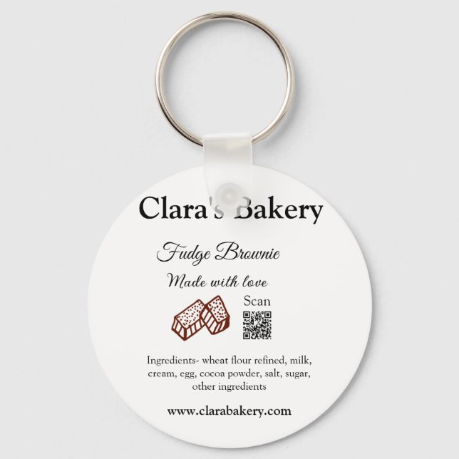 Bakery brownie add ingredients made with love q r  keychain (Front)