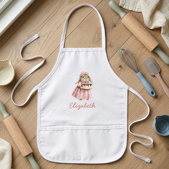 Bakery Bunny Cute Personalized Kids Apron (Creator Uploaded)
