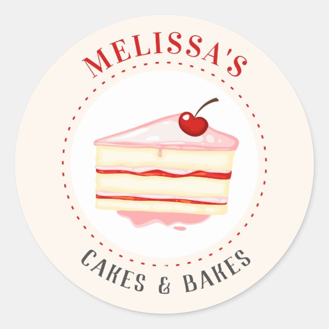 Bakery Business Branding Pastry Shop Cupcake Box Classic Round Sticker (Front)