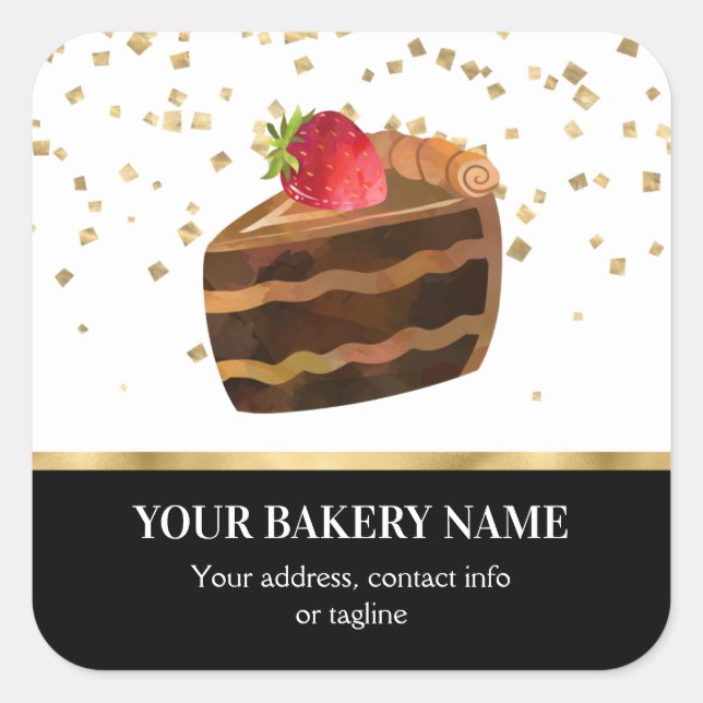 Bakery Business Cake Confetti Square Sticker (Front)