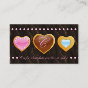 Bakery business card cookies heart chocolate dark