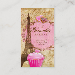 Bakery Business Card Paris Eiffel Tower Pink