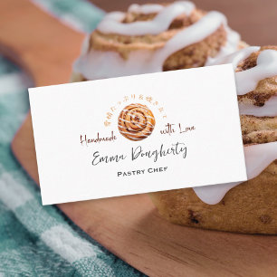 Bakery Business Cinnamon Roll Watercolor Rustic Card