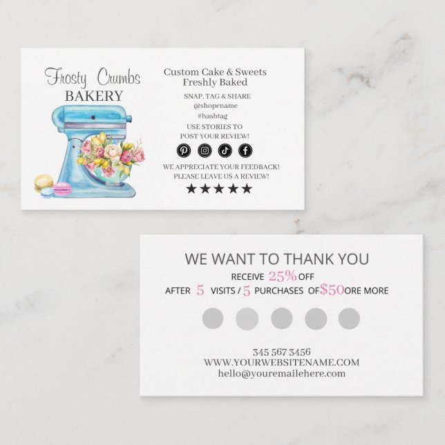 Bakery Business Loyalty Business Card (Front/Back)