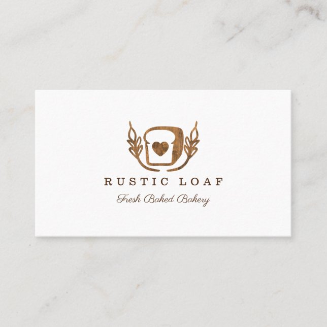 Bakery Business Rustic Woodgrain Loaf Of Bread Card (Front)