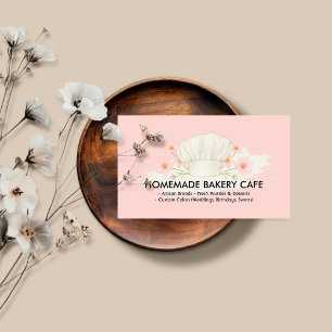 Bakery Cafe Cake Homemade Food Logo pink Business Card