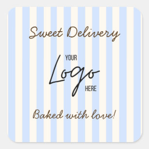 Bakery Cafe Logo Baked With Love Square Sticker