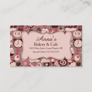Bakery & Cafe Pink & Chocolate Business Card