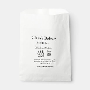 Bakery cake add ingredients made with love q r  favour bag