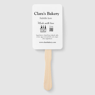 Bakery cake add ingredients made with love q r  hand fan