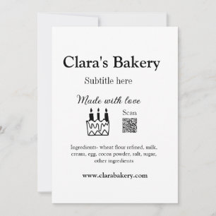 Bakery cake add ingredients made with love q r  invitation