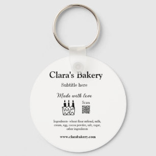 Bakery cake add ingredients made with love q r keychain
