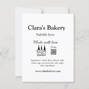 Bakery cake add ingredients made with love q r  postcard