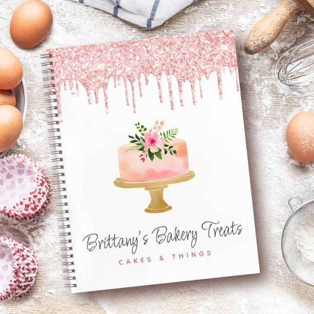 Bakery Cake Blush Pink Glitter Drip Pastry Dessert Notebook (Creator Uploaded)