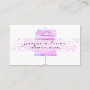 Bakery Cake Designer Glitter Purple Floral Business Card