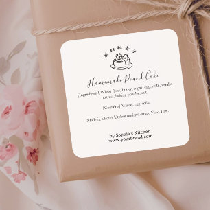 Bakery Cake Logo Minimalist Ingredient Label