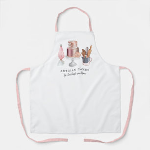 Bakery Cake Maker Watercolor Cake And Utensils Apron