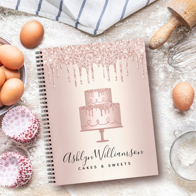 Bakery Cake Rose Gold Glitter Drips Pastry Chef  Notebook (Creator Uploaded)