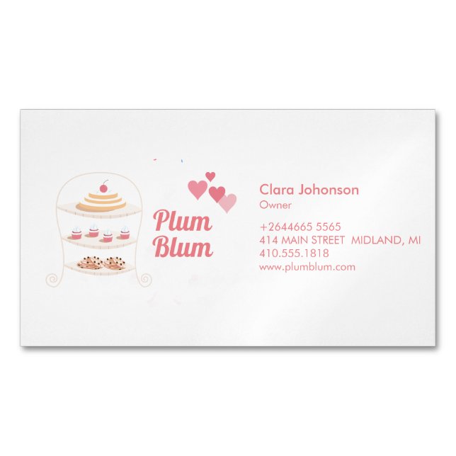 Bakery Cake & Sweets Customize Magnetic Business Card (Front)