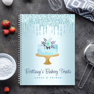 Bakery Cake Turquoise Pastry Glitter Drips Dessert Notebook