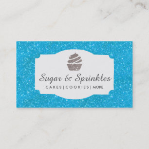 Bakery & Catering Blue Glitter Business Cards