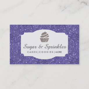 Bakery & Catering Purple Glitter Business Cards
