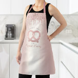 Bakery Catering Rose Gold Glitter Drips Script Apron<br><div class="desc">Here’s a wonderful way to add to the fun of baking. Add extra sparkle to your culinary adventures whenever you wear this elegant, sophisticated, simple, and modern apron. A sparkly, rose gold pretzel, script handwritten typography and glitter drips overlay a girly faux metallic rose gold ombre background. Personalize with your...</div>