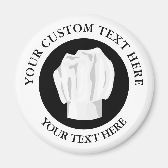 Bakery Chef Hat Custom Text Logo Icon Magnet (Front)