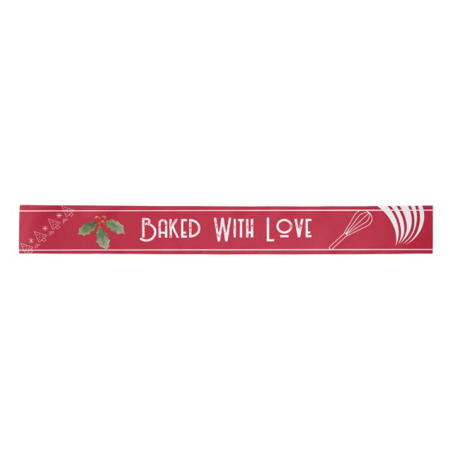 Bakery Christmas Red Ribbon Satin Ribbon (Front)